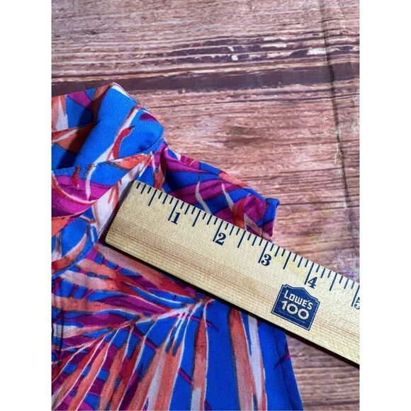 Floral & Ivy Women's Size Medium Blue Tropical Floral Print Sleeveless Button Do - Picture 11 of 11